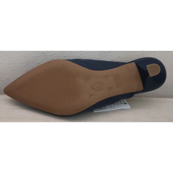 Bottero WMN Sz 8 Navy Blue Leather Botlivia Legacy Pointed Toe Kitten Heels - Picture 8 of 16